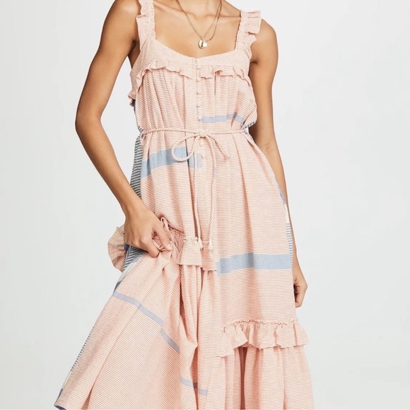 APIECE APART Lypie Ruffle Tank Dress - Cote Stripe Red - Picture 9 of 10